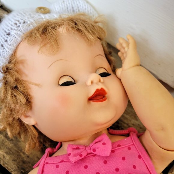 Toys Vintage Rubber Vinyl Doll With Big Head Old Squea Poshmark